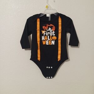 SHEIN Black and Orange Halloween Baby Bodysuit